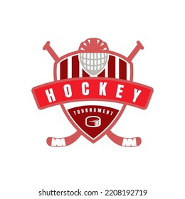 Eis Hockey Club Logo, Badge Design. Konzept für Hemd oder Logo, Druck, Stempel oder Abschlag. Wintersport. Vektorgrafik. Hockey-Meisterschaft.