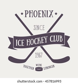 Ice Hockey club t-shirt design, print, vector illustration