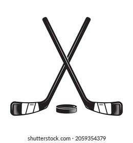 Eishockeydesign auf weißem Hintergrund. Logos oder Symbole von Hockey Stick Line. Vektorgrafik.
