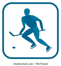 Ice hockey emblem. Two color icon of the player. One of the pictogram from winter sports icons set. Vector illustration EPS-8.