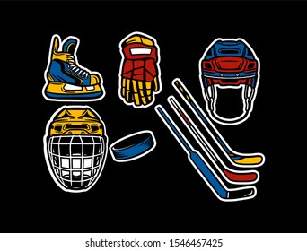 ice hockey equipment pack color vector