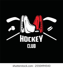 Eishockey Ausrüstung Rot Schwarz Weiß Moderne Logo Vektor