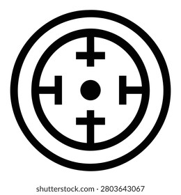 Ice hockey faceoff circle icon in clean outline vector style. Professional rink marking symbol representing the center faceoff spot for hockey strategy diagrams, sports websites, mobile apps, coaching materials, UI design, and winter sports graphics.