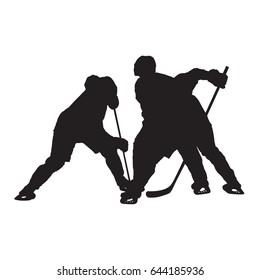 Ice Hockey Face-off, Vector Silhouette