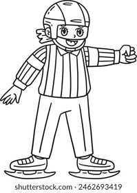 Ice Hockey Female Referee Isolated Coloring Page