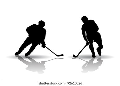 Ice Hockey and Field Hockey Players Silhouettes