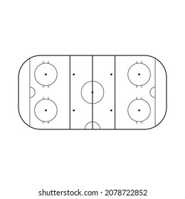 Ice hockey field. Ice hockey rink with markings. Top view, isolated on transparent background. Vector illustration, eps 10.
