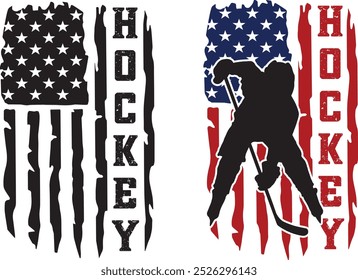 Bandera de hockey sobre hielo, bandera americana, jugador de hockey, palos de hockey cortar archivos