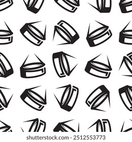 Ice hockey flying puck vector sport black and white seamless pattern or texture.