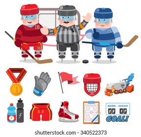 Ice hockey, game, cartoon characters