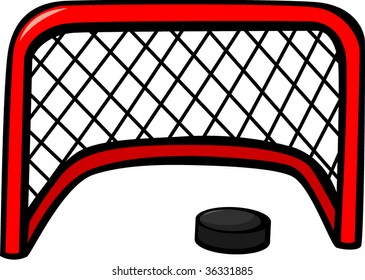 Ice Hockey Goal Net And Puck