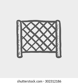 Ice hockey goal net sketch icon for web and mobile. Hand drawn vector dark grey icon on light grey background.