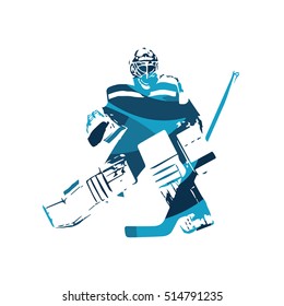 Ice Hockey Goalie, Abstract Blue Vector Illustration