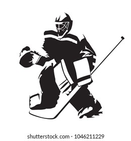 Ice hockey goalie, abstract vector silhouette