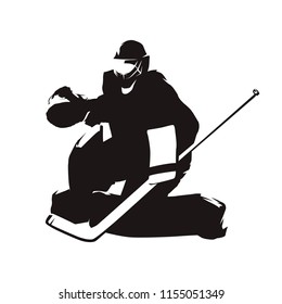 Ice hockey goalie, abstract vector silhouette, winter team sport. Active people