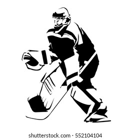 Ice hockey goalie, abstract vector silhouette