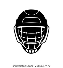 Ice hockey goalie helmet silhouette vector flat illustration design.