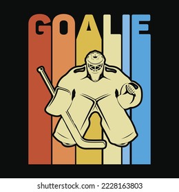 Ice Hockey Goalie Player Retro Vintage Sports Lover