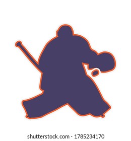 ice hockey goalkeeper in action  - vector illustration silhouette of a goalkeeper for a sticker