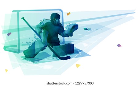 Ice Hockey Goaltender Catching The Puck