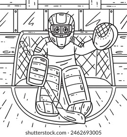 Ice Hockey Goaltender Guarding Base Coloring Page