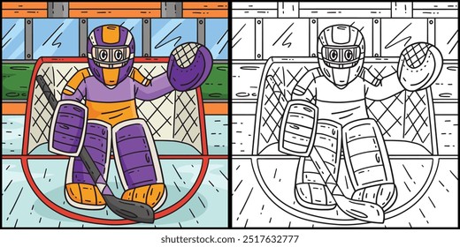 Ice Hockey Goaltender Guarding Base Illustration