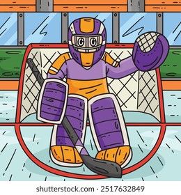 Ice Hockey Goaltender Guarding Base Colored 