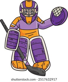 Ice Hockey Goaltender Guarding Base Clipart