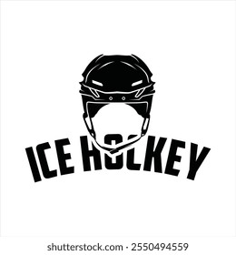 Eishockey Helm und Ausrüstung Schwarz-Weiß Moderne Logo Vektor