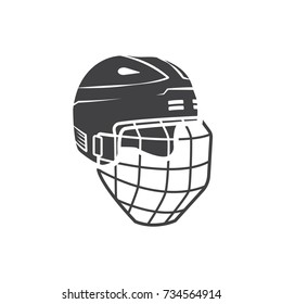 Ice Hockey Helmet  Side View In Flat Black,vector Stock Illustration