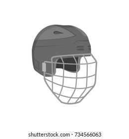 Ice Hockey Helmet Side View In Monochrome Style,vector Stock Illustration