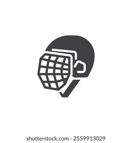 Ice hockey helmet vector icon. filled flat sign for mobile concept and web design. Hockey goalkeeper helmet glyph icon. Symbol, logo illustration. Vector graphics