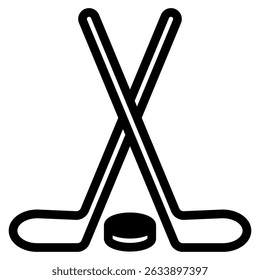 Ice hockey icon in Black Fill. Glyph style. Isolated on white background