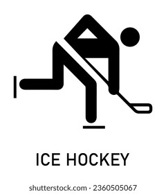 Ice Hockey icon, label, badge, logo template. Hockey sticks, cues with puck isolated on white background. Vector illustration. Games and sport