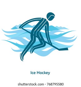 Ice Hockey icon. Olympic species of events in 2018. Winter sports games icons, vector pictograms for web, print and other projects. Vector illustration isolated on a white background