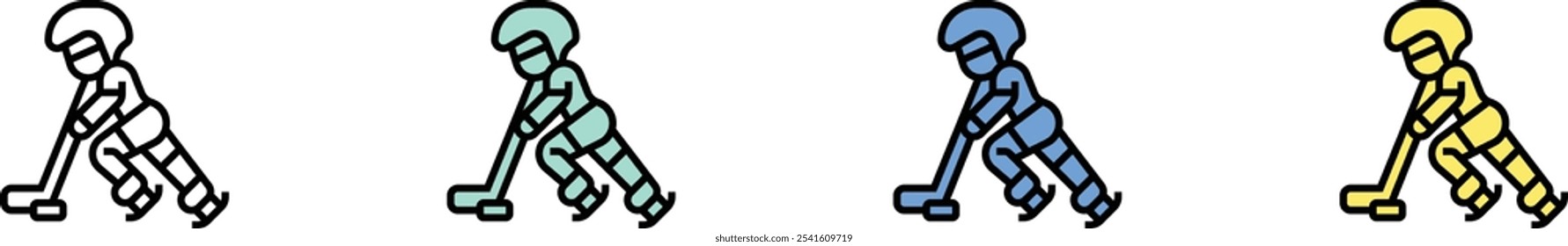 ice hockey icon. Outline, Green, Blue and Yellow Style Design Isolated On White Background