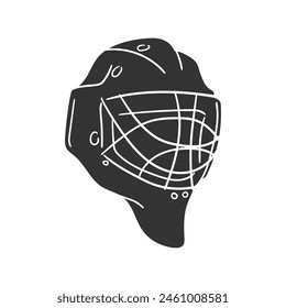 Ice Hockey Icon Silhouette Illustration. Helmet Goalie Vector Graphic Pictogram Symbol Clip Art. Doodle Sketch Black Sign.