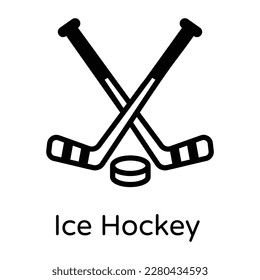 An ice hockey icon in solid design 