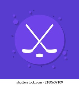 Ice hockey icon with sticks, vector
