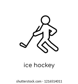 Ice hockey icon. Trendy modern flat linear vector Ice hockey icon on white background from thin line sport collection, editable outline stroke vector illustration