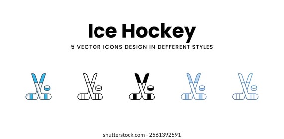 Ice Hockey icons in different style vector stock illustration