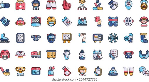 Ice Hockey Icons Pack Hochwertige Vektorsymbol-Kollektion mit editierbarem Strich. Ideal für professionelle und kreative Projekte.