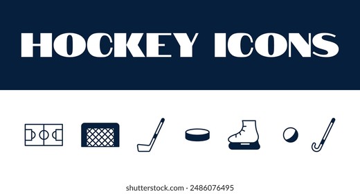 Eishockey-Symbole gesetzt. Eishockey Sport Icons Vektorgrafik. Eishockey Spiel Icons