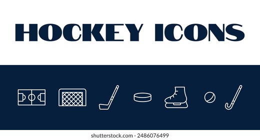 Eishockey-Symbole gesetzt. Eishockey Sport Icons Vektorgrafik. Eishockey Spiel Icons