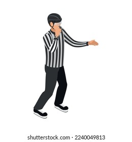 Ice hockey isometric composition with isolated human character in uniform on blank background vector illustration
