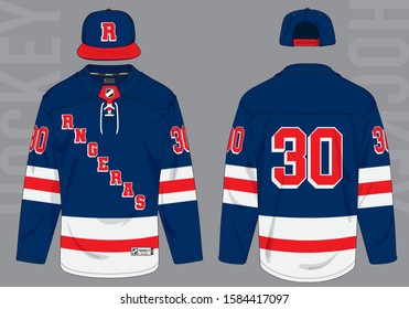 Premium Vector  Realistic ice hockey shirt of new york jersey template