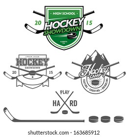 Ice hockey labels, badges and design elements