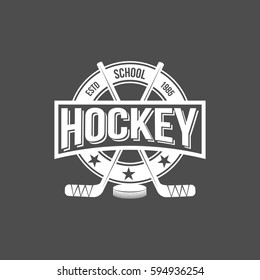 Ice hockey labels and design elements. Winter sport. Old school badge. Retro logo