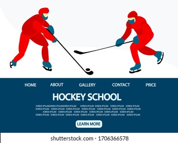 Ice hockey. Landing page for the site. Template for a sports organization. vector illustration