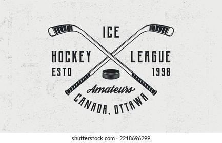 Doodle style hockey vector illustration with sticks and puck photo